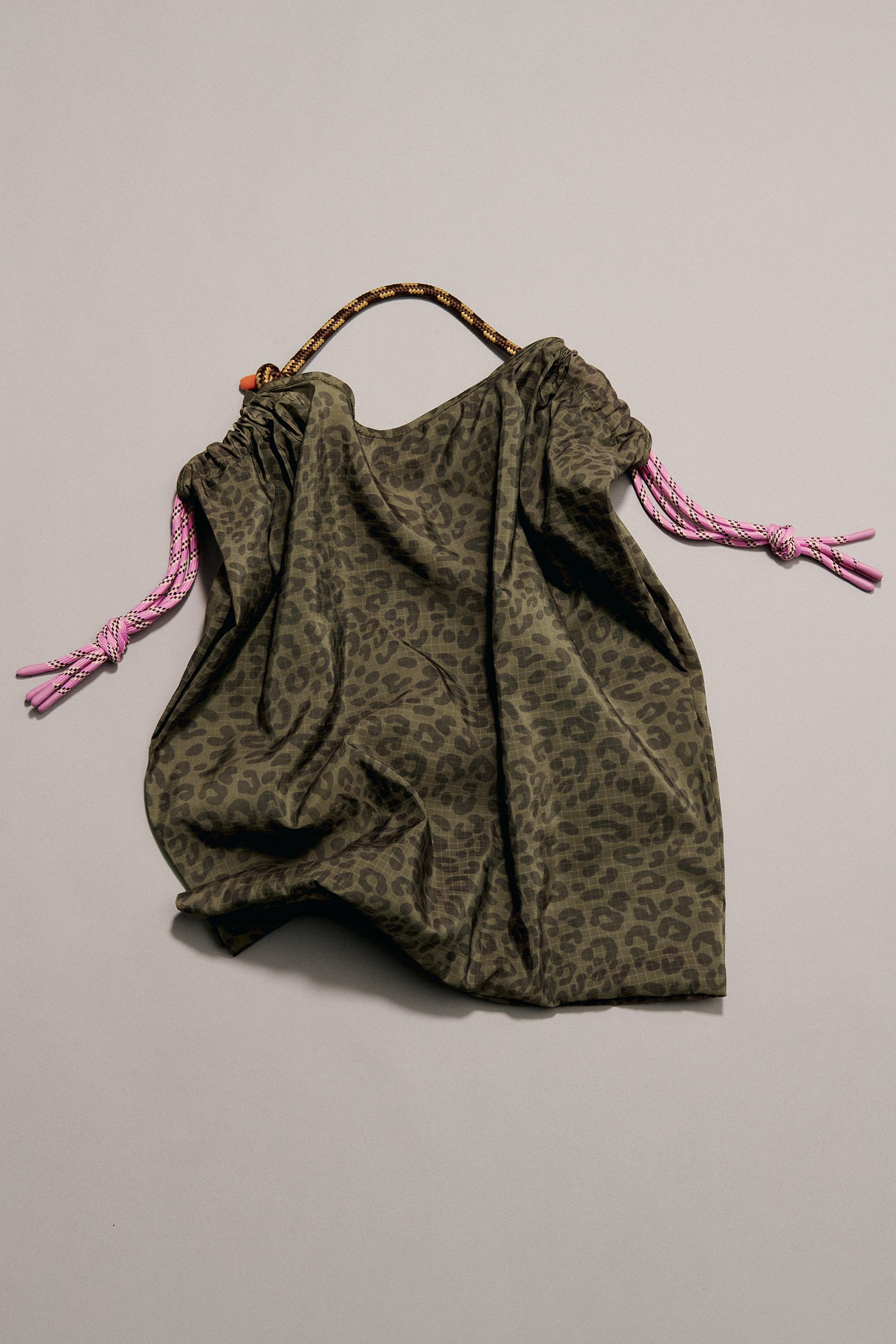 ANIMAL PRINT NYLON SHOPPER BAG